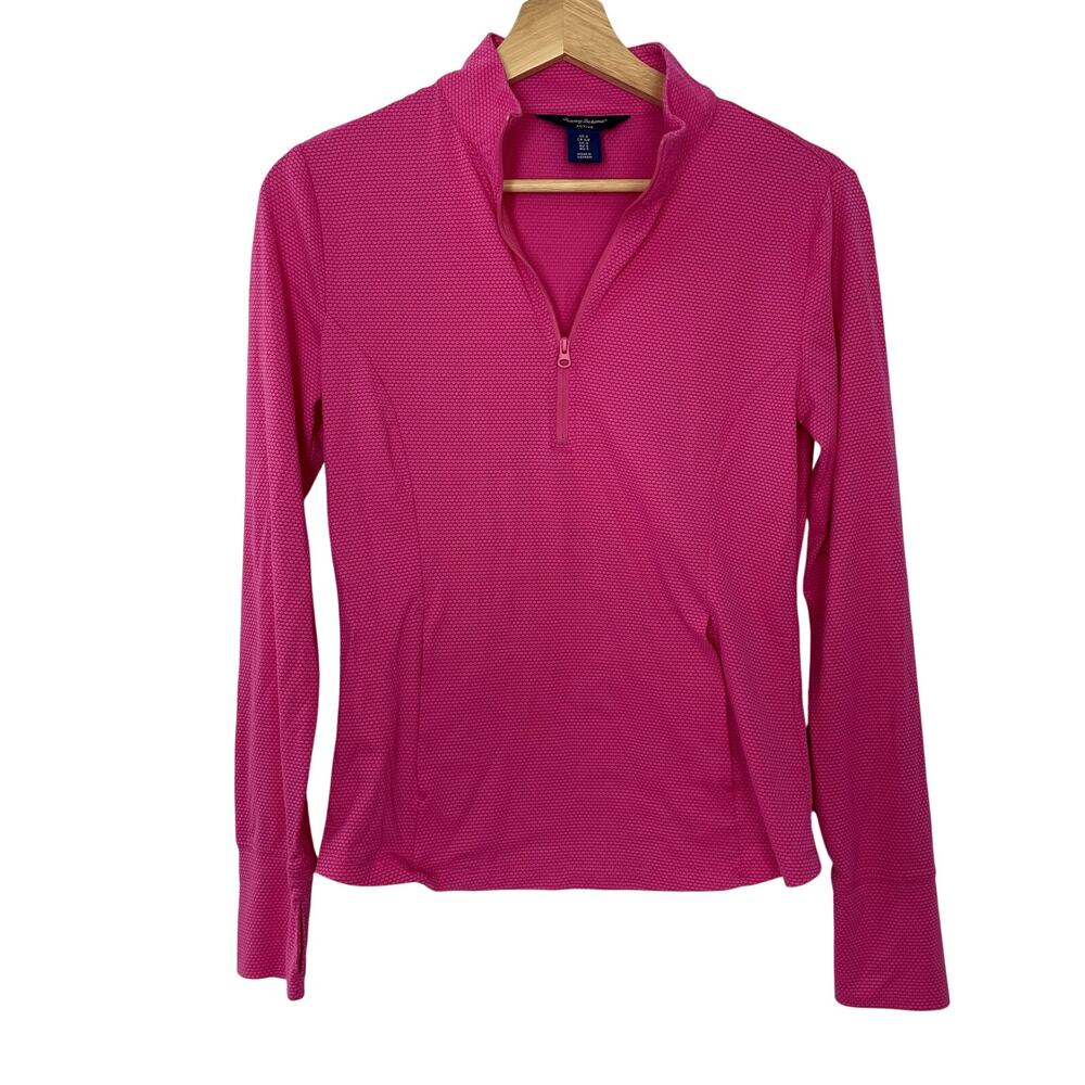 Tommy Bahama Active deep pink quarter zip golf long sleeved top women's S nylon